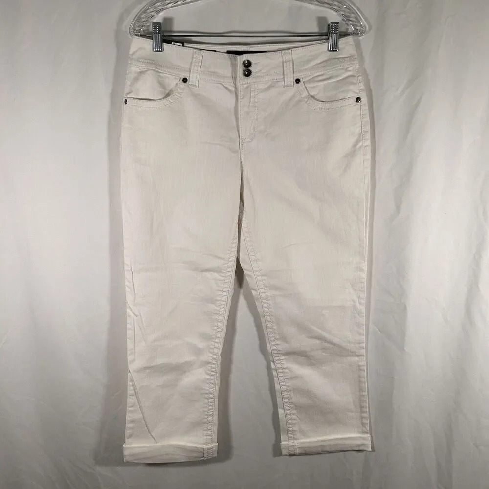 Nine West Jeans Women's 8 29 White Denim Date Night Fit Cotton Blend Button Zip